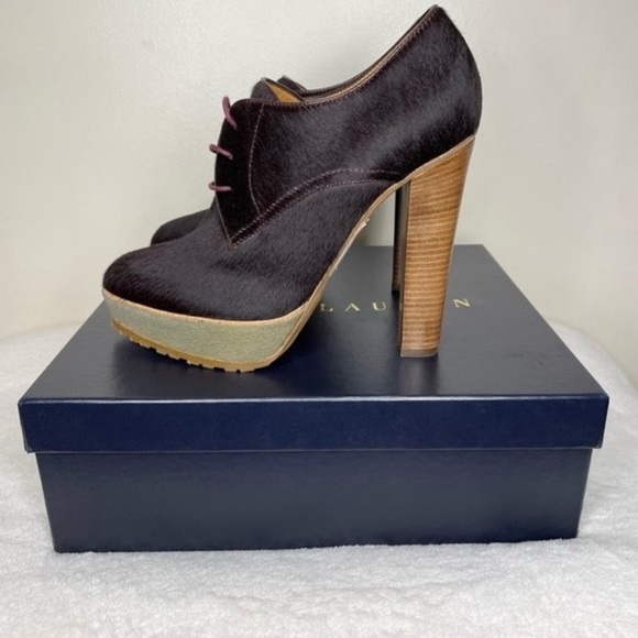 RALPH LAUREN PURPLE ‘Eloise’ Bordeaux Bootie. Purple Calf Hair Heels 🤩. Size 8B - Picture 2 of 14